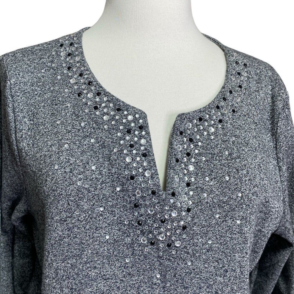 Rafaella Blouse Jeweled Neckline Size Large - Picture 2 of 7